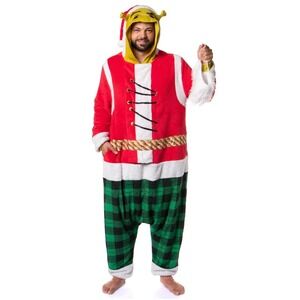 PJammy Shrek Santa  Adult S/M Christmas Pajamas Union Suit NWT No Beard